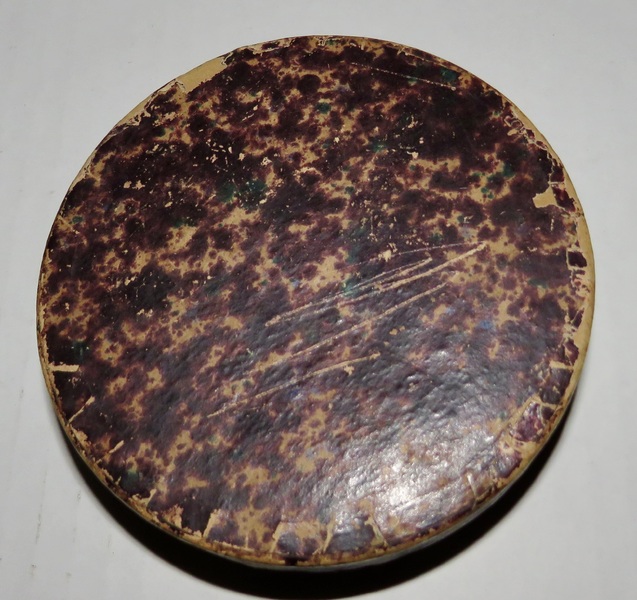 MINI ROUND WALLPAPER BOX, SIGNED, MID-19TH CENTURY