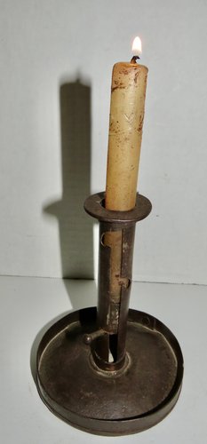RARE 18TH C. FORGED IRON ADJUSTABLE CANDLESTICK