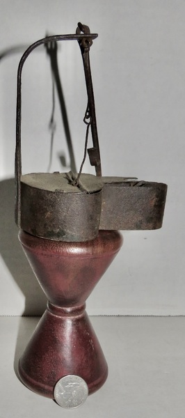 18TH C. TIDY & BETTY LAMP, ORIGINAL RED PAINT