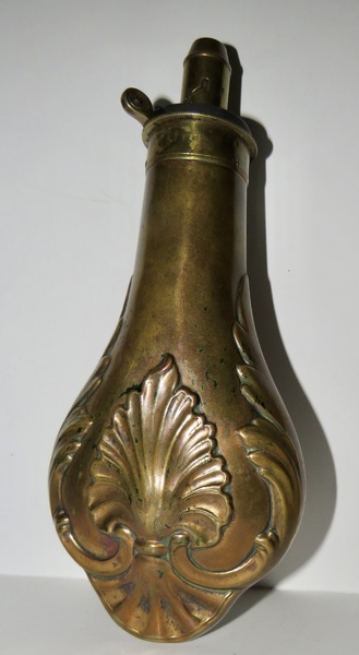 CIVIL WAR ERA ENGLISH BRASS/COPPER POWDER HORN