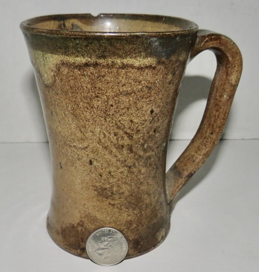 18TH C. VA REDWARE TAVERN MUG, 5" TALL