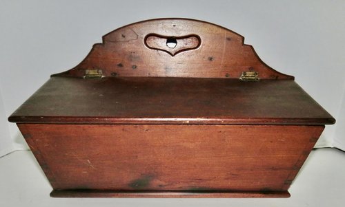 AMERICAN 18TH C. CHERRY WOOD WALL CANDLE BOX, CT.
