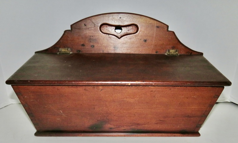 AMERICAN 18TH C. CHERRY WOOD WALL CANDLE BOX, CT.