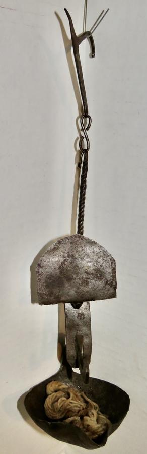 COLONIAL FORGED IRON CANTING CRUSIE OIL LAMP