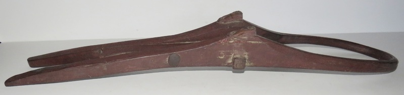 18TH/19TH C. WOODEN BOOT JACK W/ RED PAINT