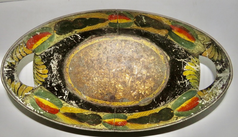 TIN TOLE PAINTED APPLE TRAY, 19TH C.