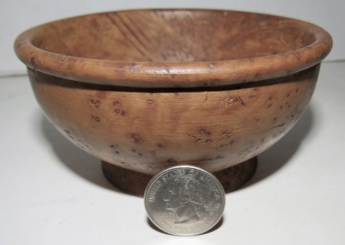 RARE MINIATURE ASH BURL BOWL, 4" X 2"