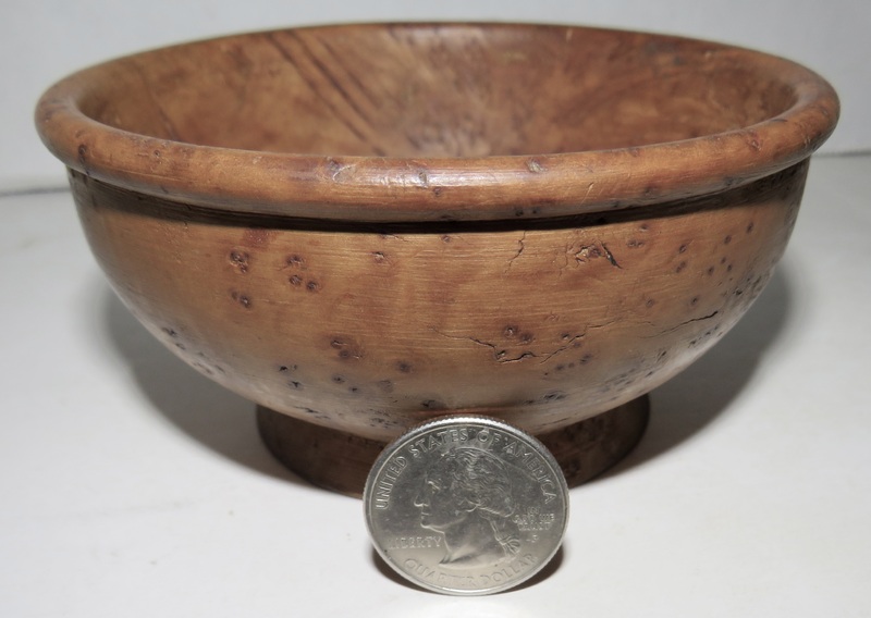 RARE MINIATURE ASH BURL BOWL, 4" X 2"