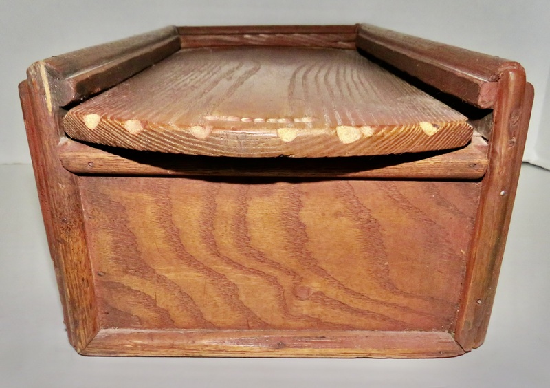 18TH C. LARGE CANDLE BOX W/ ORIGINAL RED WASH