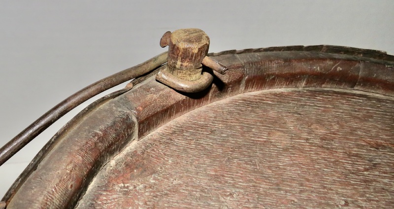 RARE REV. WAR ERA WAGON CAMP CANTEEN, RED, 11 3/4"