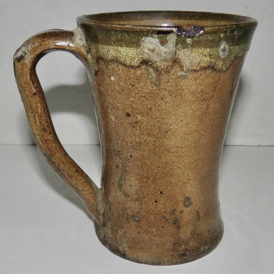 18TH C. VA REDWARE TAVERN MUG, 5" TALL