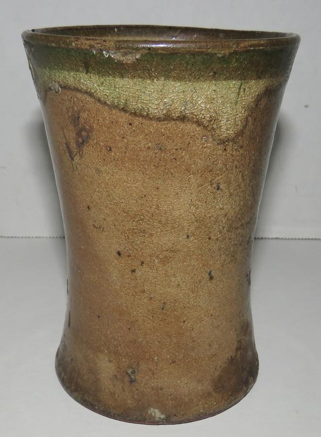 18TH C. VA REDWARE TAVERN MUG, 5" TALL