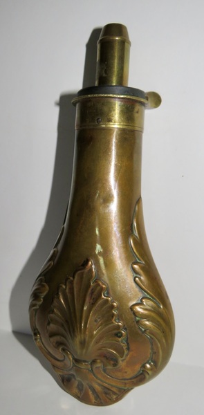 CIVIL WAR ERA ENGLISH BRASS/COPPER POWDER HORN
