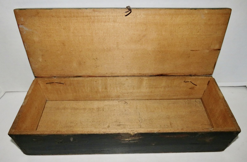 18TH C. STORAGE BOX, ORIGINAL PAINT, SNIPE HINGES