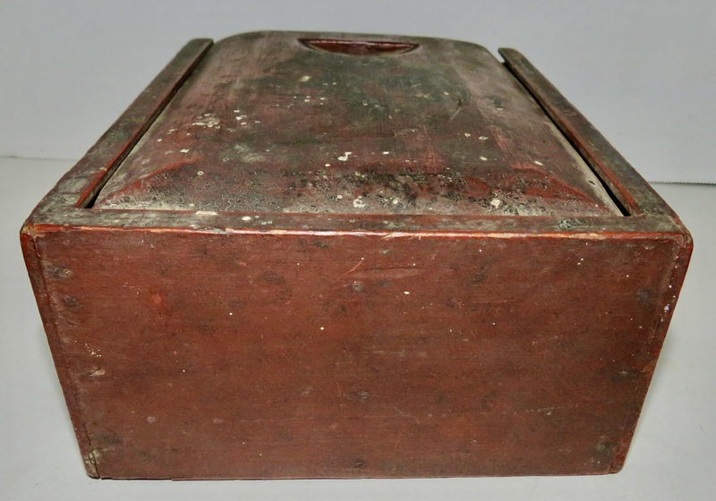 SIGNED & DATED PA SPICE BOX W/ ORIGINAL RED PAINT