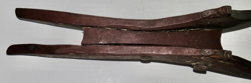 18TH/19TH C. WOODEN BOOT JACK W/ RED PAINT
