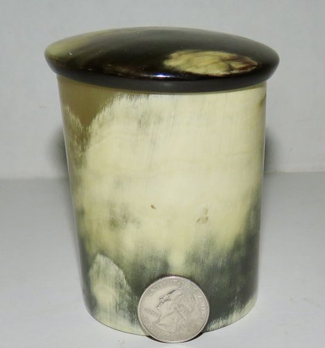 RARE 18TH CENTURY HORN LIDDED SPICE JAR