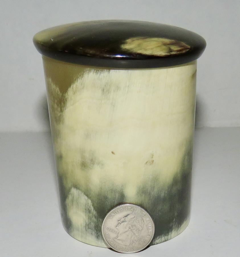 RARE 18TH CENTURY HORN LIDDED SPICE JAR