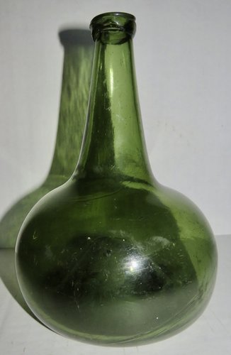 DUTCH BLACK GLASS HAND BLOWN ONION BOTTLE