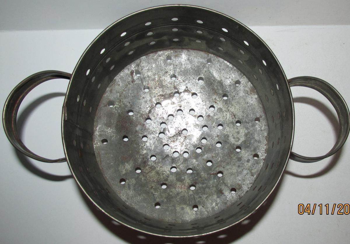 19TH CENTURY PA TIN CHEESE DRAINER