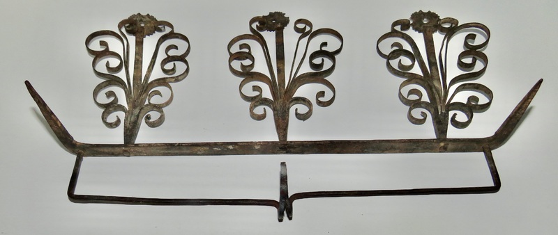 18TH C FORGED IRON LIGHTING/UTENSIL RACK