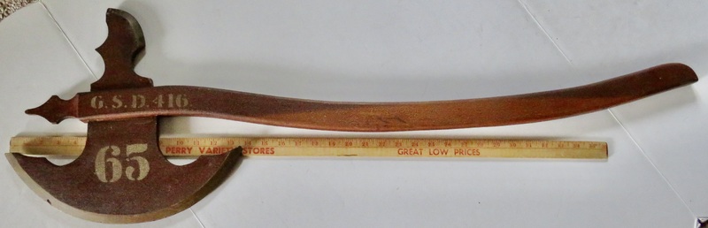 FOLK ART WOODEN AXE, MASONIC, ORIGINAL PAINT, 19TH