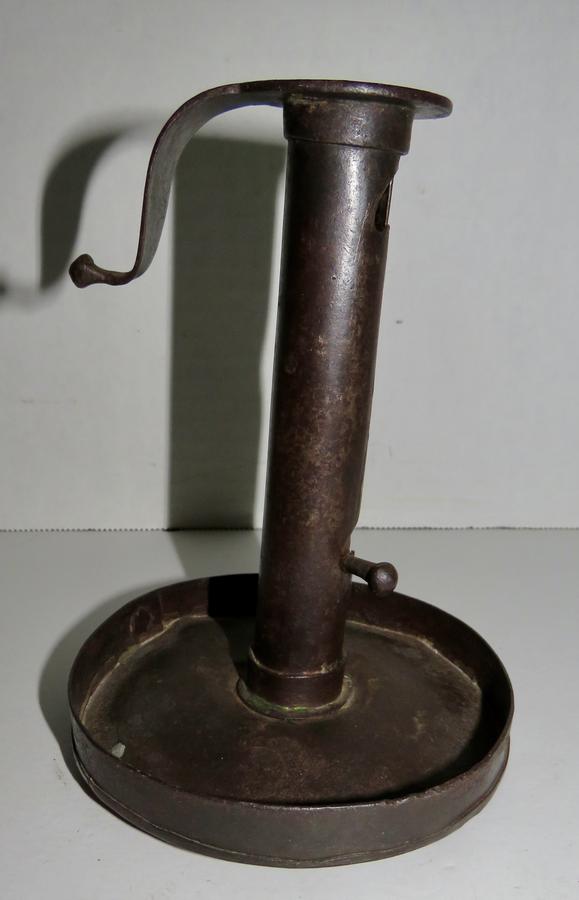 RARE 18TH C. FORGED IRON ADJUSTABLE CANDLESTICK