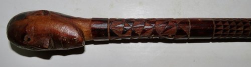SUPER FOLK ART HAND CARVED WALKING STICK/CANE