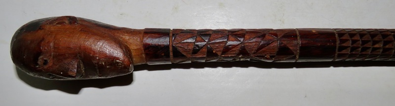 SUPER FOLK ART HAND CARVED WALKING STICK/CANE