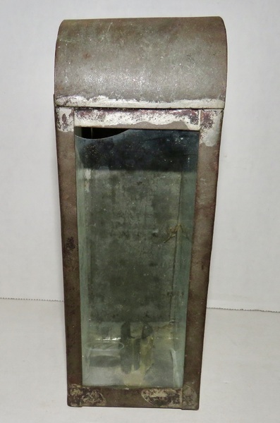 SCARCE 19TH C. MINI TIN/GLASS LANTERN. SKATERS?
