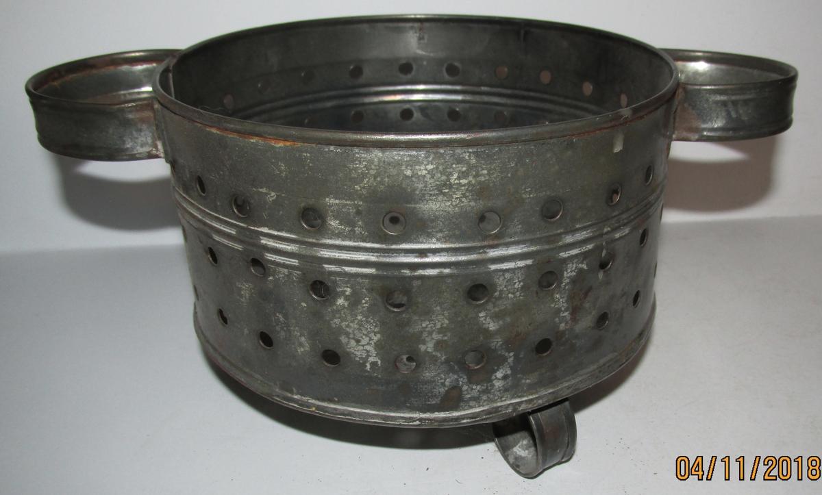19TH CENTURY PA TIN CHEESE DRAINER