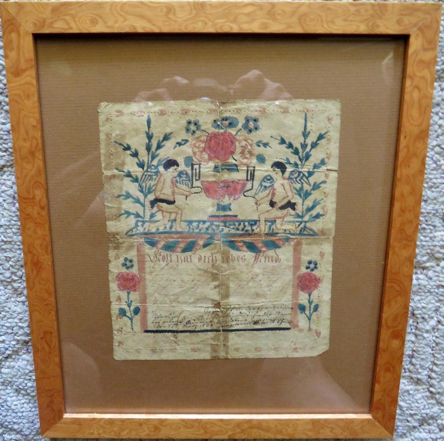 DATED PA PINPRICKED WATERCOLOR FRAKTUR, 1824