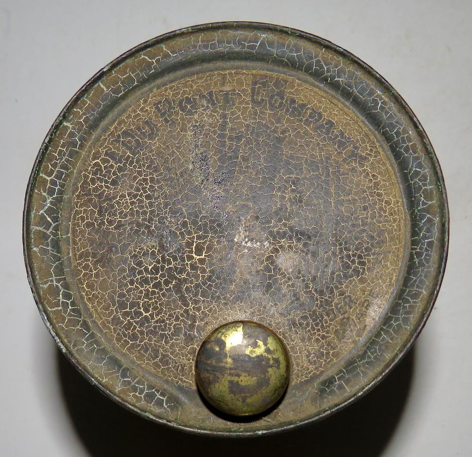 EARLY 19TH C. BLACK POWDER TIN W/ LABELS