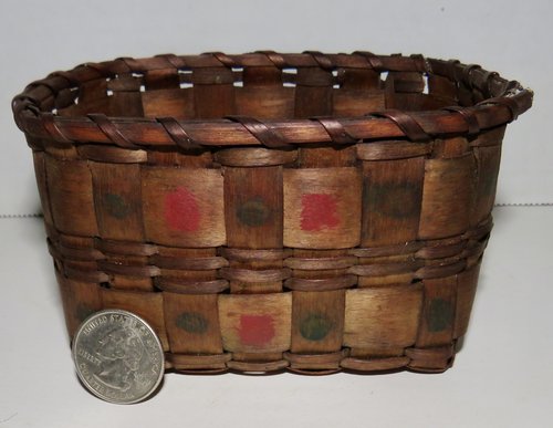 MINI 18TH-19TH C. BASKET W/ POTATO STAMP DESIGNS