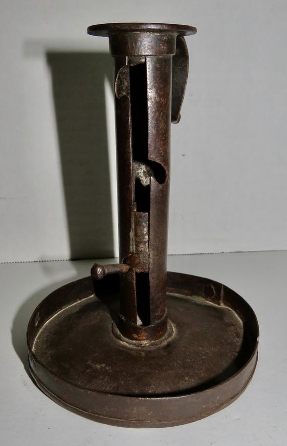 RARE 18TH C. FORGED IRON ADJUSTABLE CANDLESTICK
