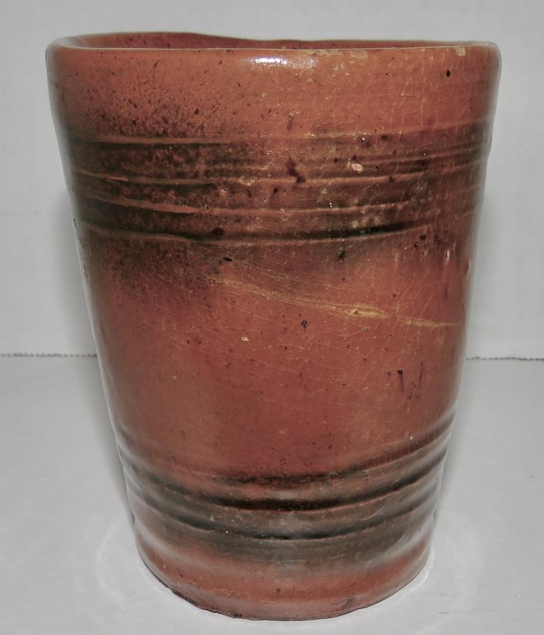 19TH CENTURY PA REDWARE TAVERN MUG 4 1/4"