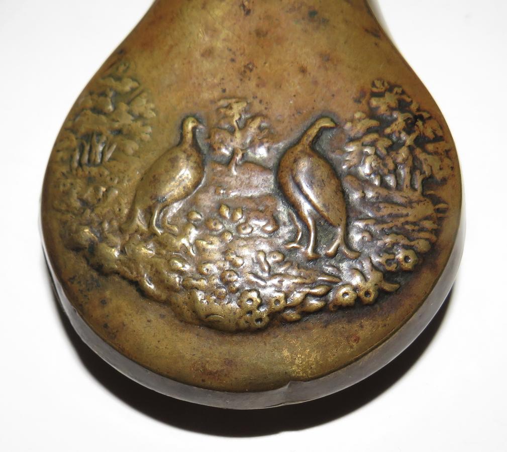 SMALL BRASS AND COPPER ENGLISH POWDER FLASK
