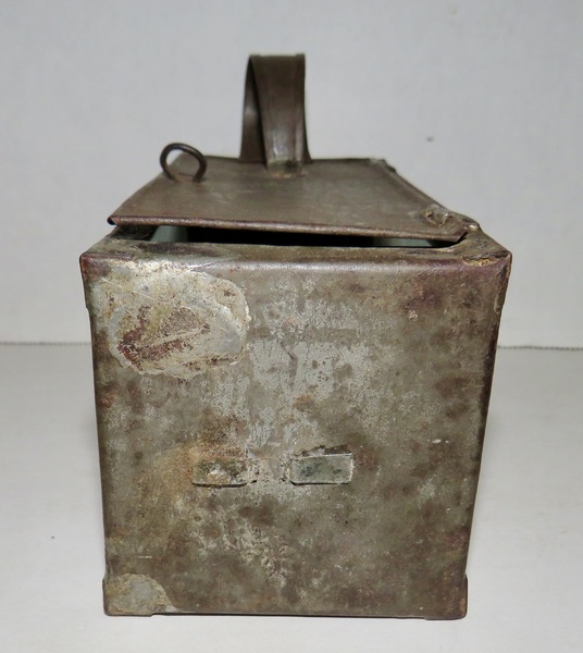 SCARCE 19TH C. MINI TIN/GLASS LANTERN. SKATERS?