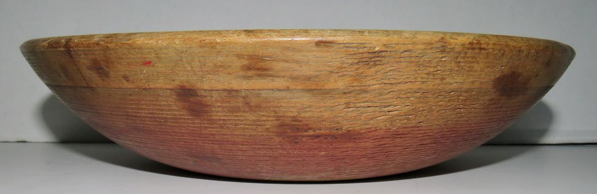 SMALL EARLY MAPLE BOWL 11 X 2 1/2, CRANBERRY PAINT