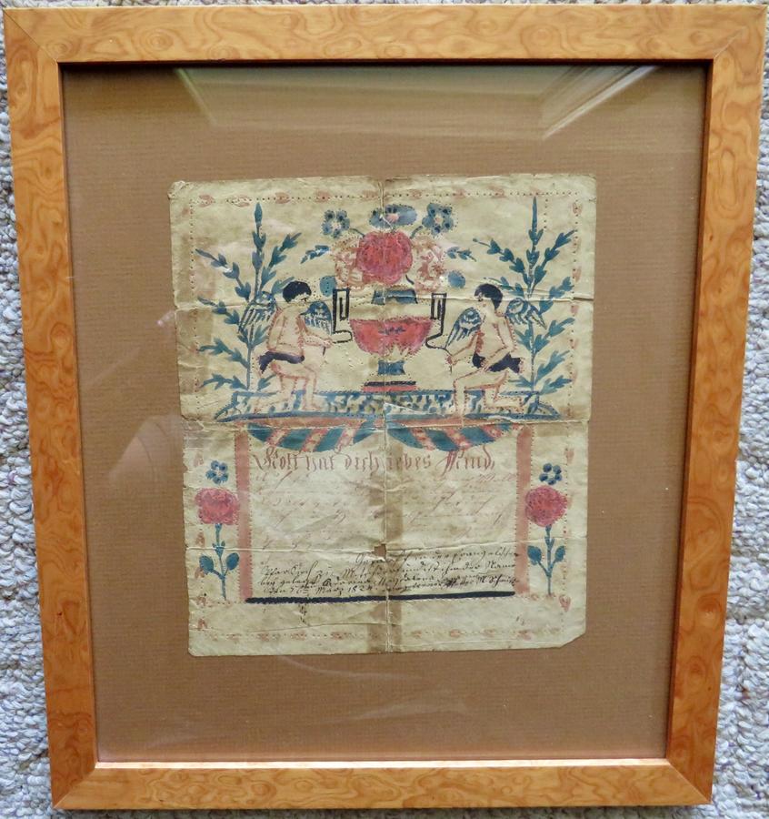 DATED PA PINPRICKED WATERCOLOR FRAKTUR, 1824