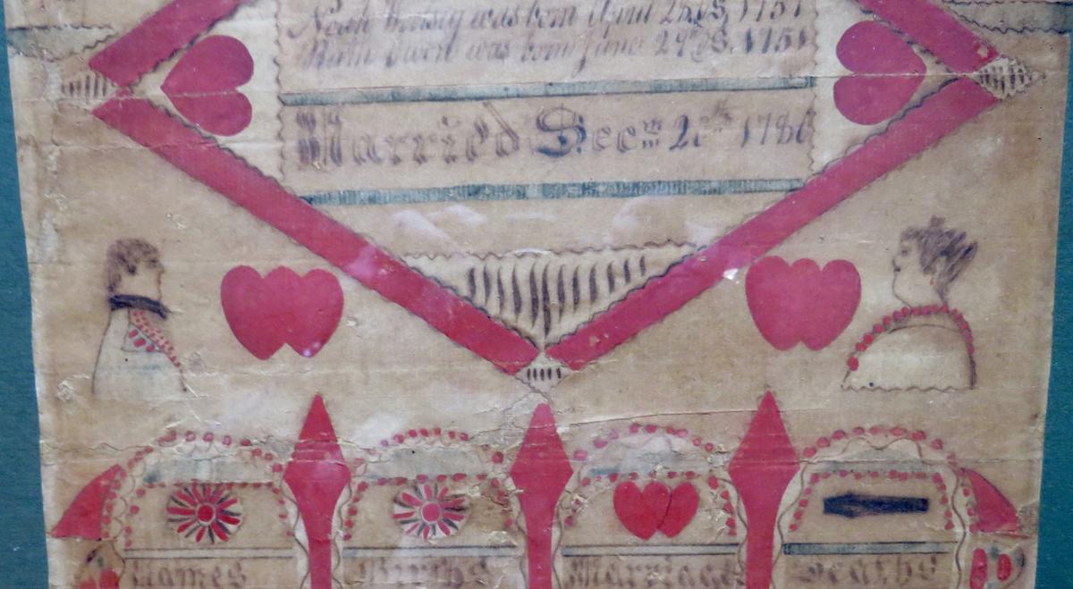 RARE LANCASTER, PA FAMILY FRAKTUR, DATES & NAMES