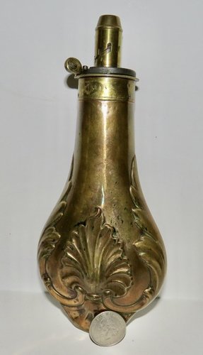 CIVIL WAR ERA ENGLISH BRASS/COPPER POWDER HORN