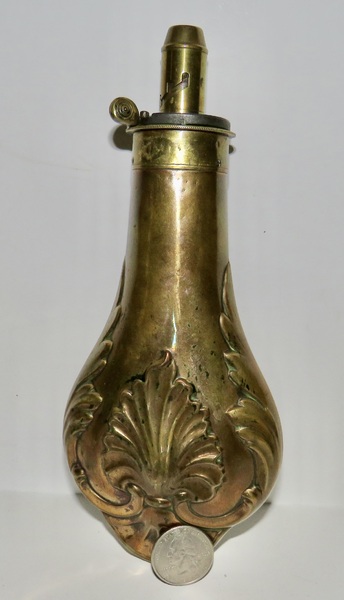 CIVIL WAR ERA ENGLISH BRASS/COPPER POWDER HORN