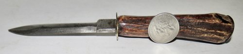 RARE 19TH C. STAG HANDLED CLAM SHUCKER KNIFE