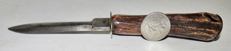 RARE 19TH C. STAG HANDLED CLAM SHUCKER KNIFE