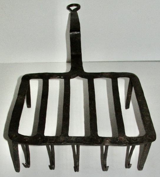 FORGED IRON BROILER W/ HOOKS FOR MEAT OR FISH