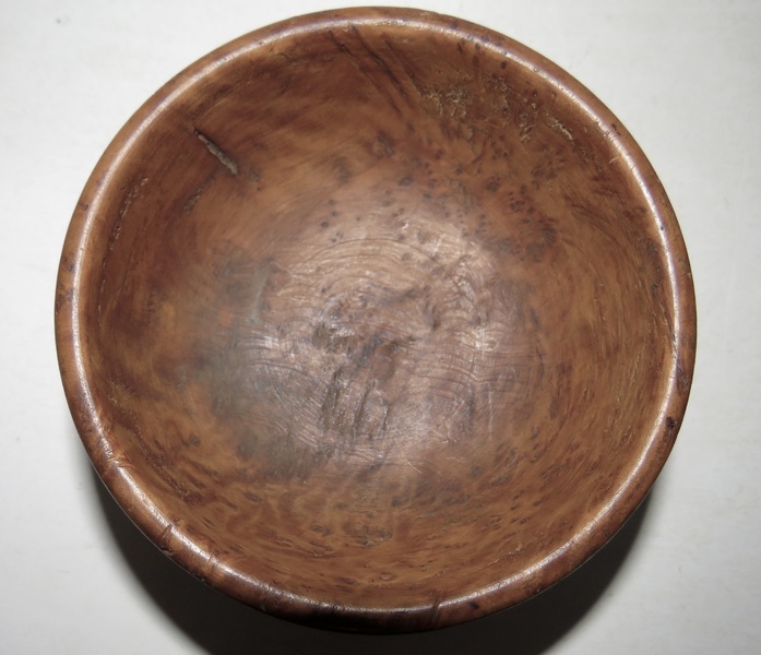 RARE MINIATURE ASH BURL BOWL, 4" X 2"