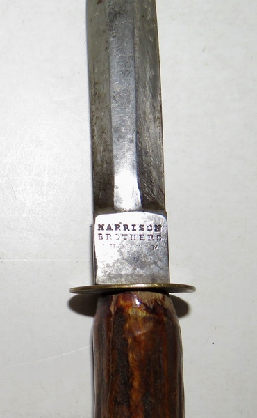 RARE 19TH C. STAG HANDLED CLAM SHUCKER KNIFE