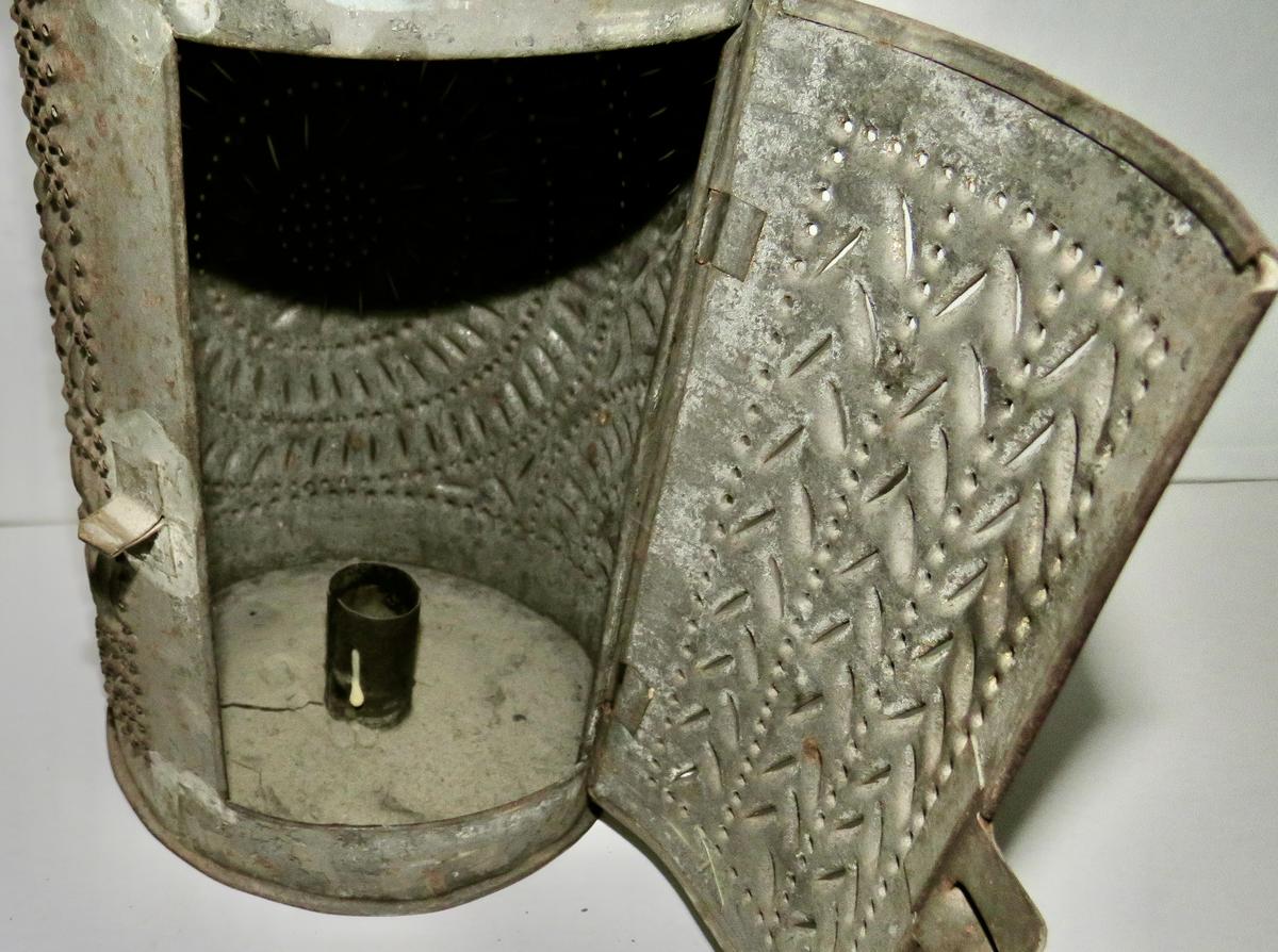 EARLY PUNCHED TIN BARN LANTERN