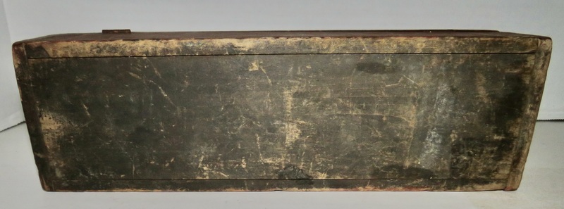 RARE SMALL LOCKING DOCUMENT BOX W/ RED PAINT, 18TH